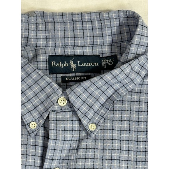 Ralph Lauren Shirt Mens 3XLT Blue Plaid Button Down Classic Fit Pony Logo Tall - Picture 5 of 8